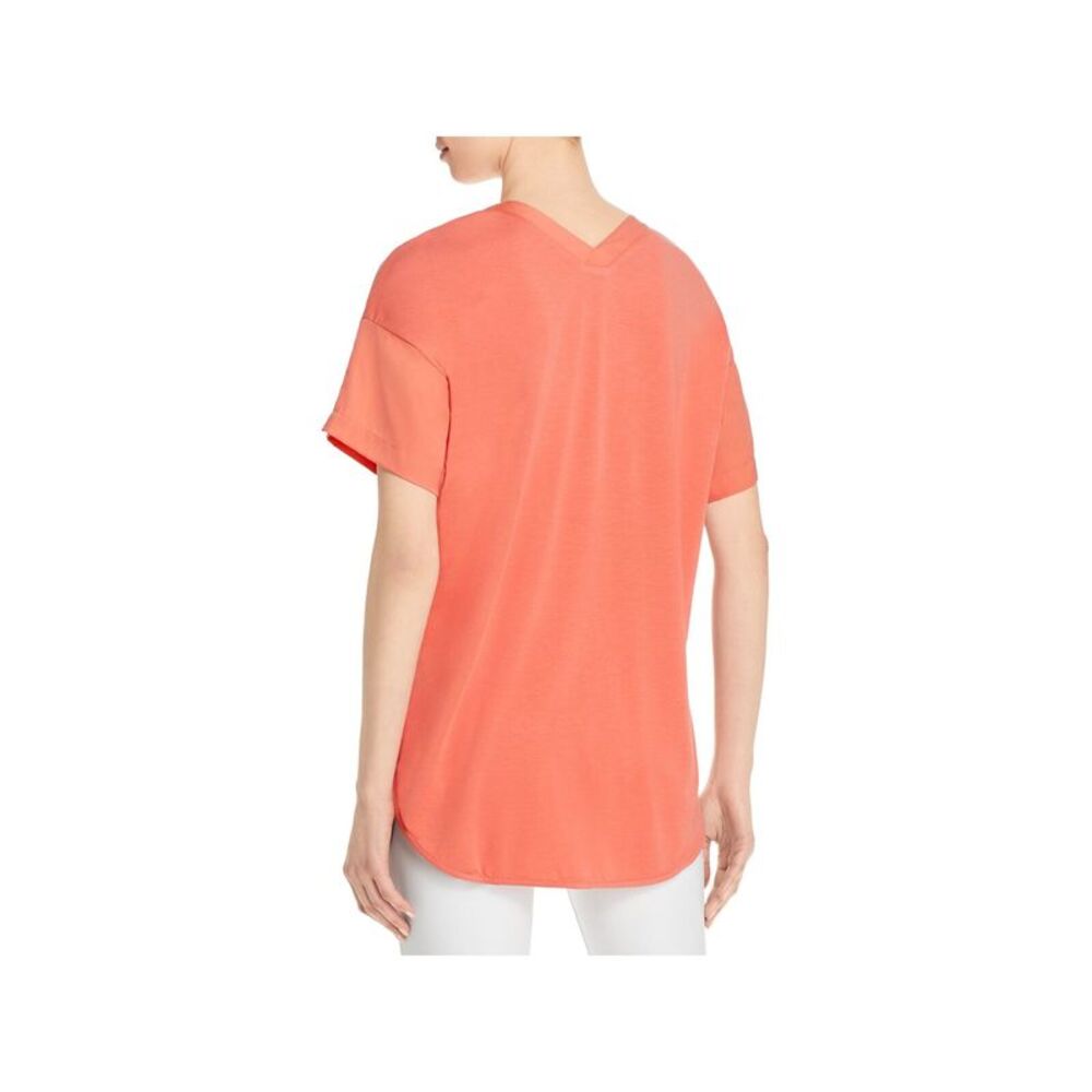 LYSSE Womens Coral Stretch Short Sleeve V Neck Top XS - Picture 2 of 2